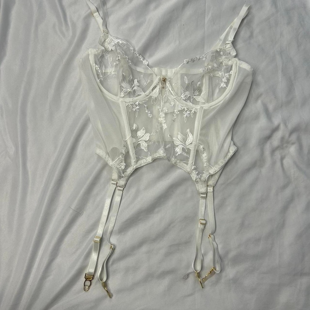 Vintage White Corset With Garter Straps